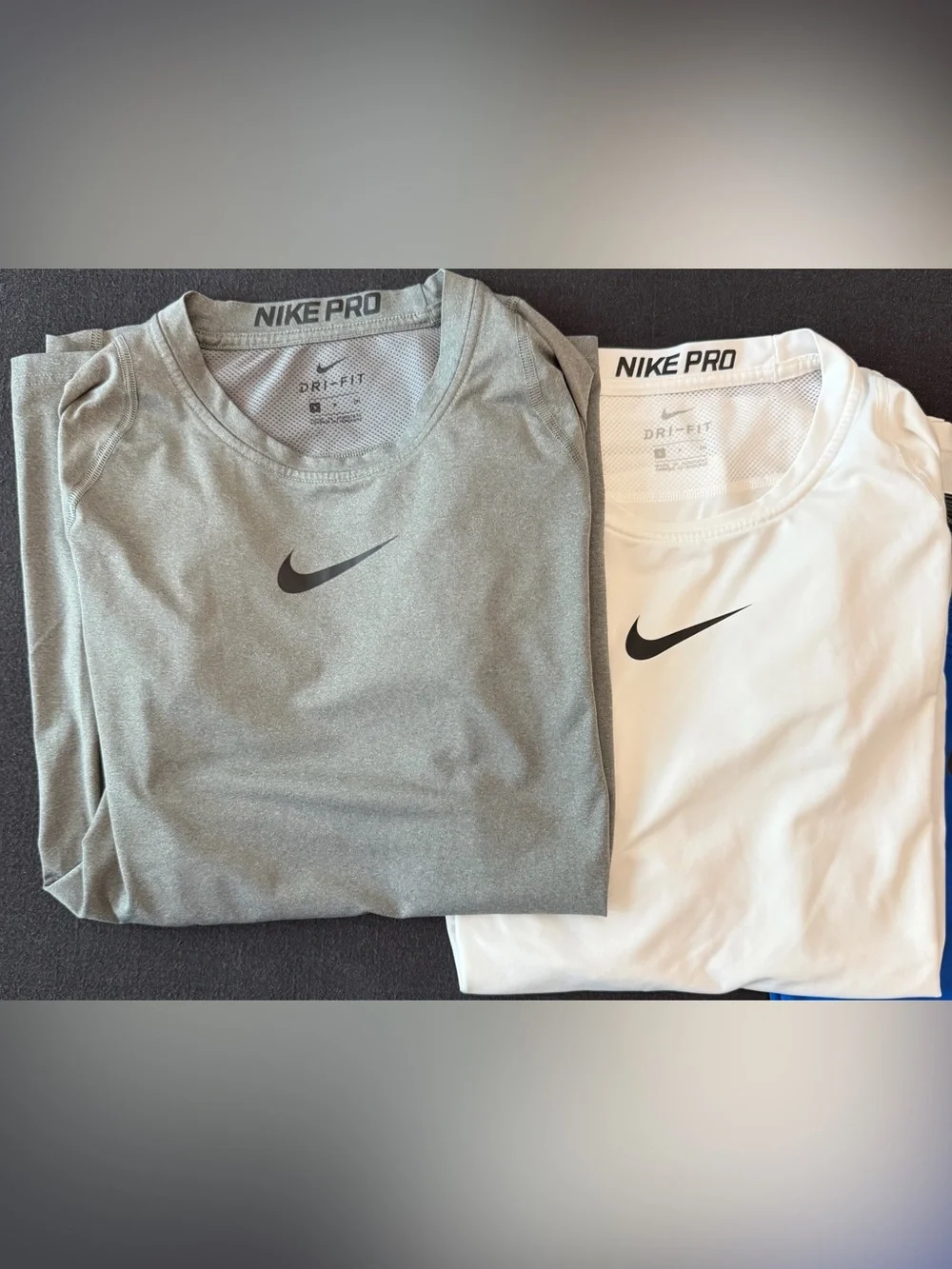 Nike Dri-FIT Long Sleeve Tees in White, Royal Blue & Gray - Lot of 4